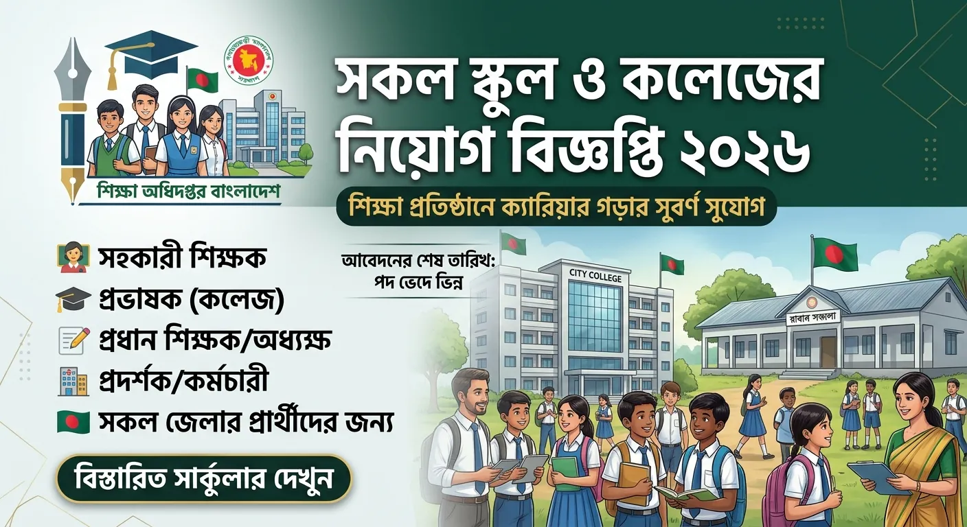 সকল স্কুল ও কলেজের নিয়োগ বিজ্ঞপ্তি ২০২৬